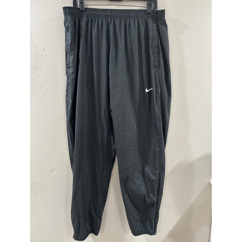 Vintage Y2K Nike Track Pants Swoosh Logo Ankle Zip Black Men’s Size 2XL